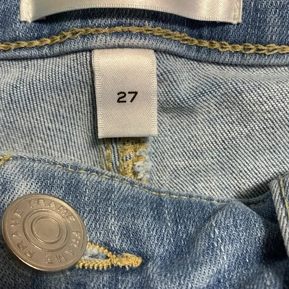 FRAME Women’s Le Crop Mini Boot Classic Blue Denim Jeans Western Boho Festival - Picture 6 of 11